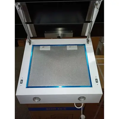 Hota Decorativa Resigilat Megas 1200 (90) 1 Motor Turbo 4 Viteze Lumina LED Latime 90CM Clasa A Alb