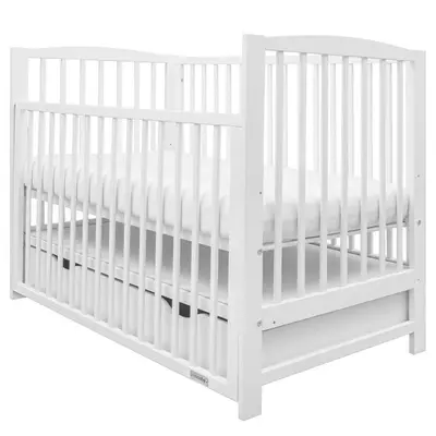 Patut din lemn bebe, 120x60 cm, Cu sertar cu capac si laterala culisanta, Certificat lemn FSC…