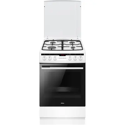 AMICA Aragaz AMICA 57GE3.43HZpTaDNAQ(W), 4 arzatoare gaz, cuptor electric 65 l, rotisor, 50 cm, alb