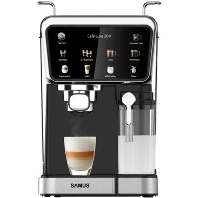 Samus Espressor Samus Cafe Luxe 20 K, 20 bari, Rezervor lapte 500 ml, 8 tipuri de bauturi, Cafea…