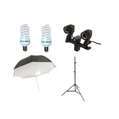 iShoot Kit lumina continua cu 2 becuri si umbrela tip softbox reflexie spate 84cm