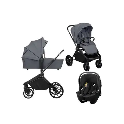 Carucior 3 in 1, Lionelo, Mika Plus, Cu scoica auto Moxie Black Carbon, Reversibil, Cu sistem de…