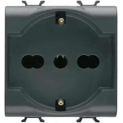 Priza 2M standard italian/german 16A Gewiss Chorus GW12204, negru satin