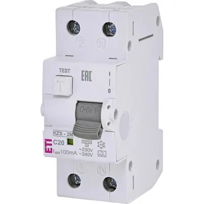 Siguranta automata diferentiala RCBO 1P+N 20A / 100mA , curba C, TIP A 10kA KZS-2M Eti 002173725