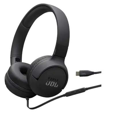 Casti On-ear, JBL Tune 520C, Microfon, USB-C, Negru