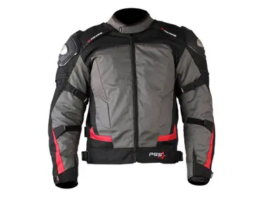 Geaca moto textila scurta PGS 12-13-2650, protectii coloana, coate si umeri, culoare gri negru…