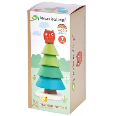 Tender Leaf Puzzle stivuibil Brad de Craciun, Tender Leaf Toys - Stacking Fir Tree, din lemn…