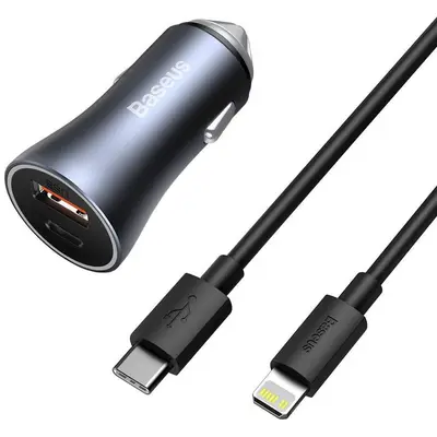 BASEUS Incarcator Auto USB si Type-C Baseus, Golden Contactor Pro Dual Quick Charger, Cablu Baseus…