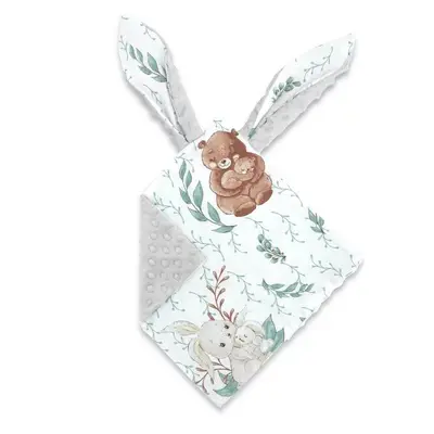 Jucarie textila senzoriala, MimiNu, Moale, Cu doua fete, 30 x 30 cm, Din tesatura minky si bumbac…