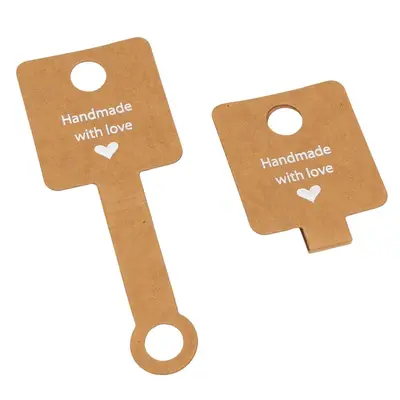 Suporturi pătrate cu adeziv și mesaj Handmade with love - kraft (set 100 buc) - Default Title