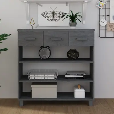 Masa consola „hamar”, gri inchis, 90x35x90 cm, lemn masiv pin