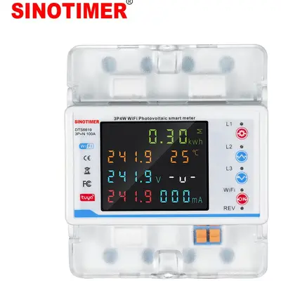 Contor de energie smart WIFI, Sinotimer, bidirectional, trifazic 3P+N, pentru panouri fotovoltaice…