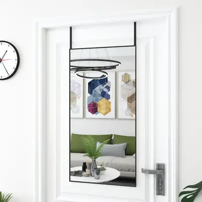 Oglinda pentru usa, negru, 50x100 cm, sticla si aluminiu