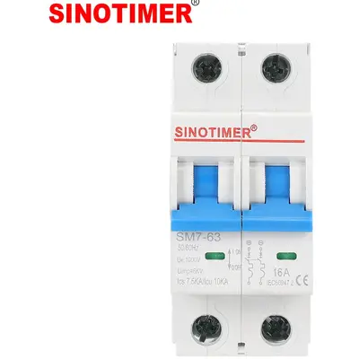 Siguranta automata DC bipolara SINOTIMER SM7-63, 16A, 500V DC, 10kA, pentru sisteme fotovoltaice…