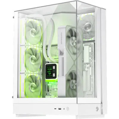Gamemax Carcasa PC Gamemax T20 WH, Micro-ATX, Sticla securizata, Layout 90 grade, Alb