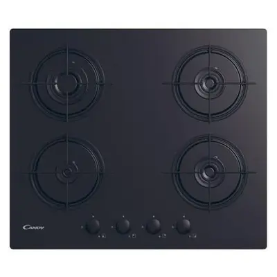 Plita incorporabila Candy CVW6BB, 4 Arzatoare gaz, Aprindere electrica, 60 cm (Negru)