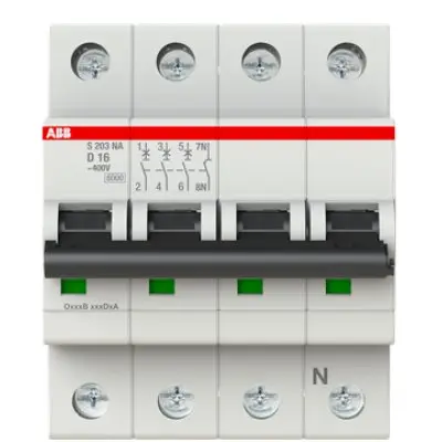 Siguranta automata 3P+N 16A curba D ABB 2CDS253103R0161