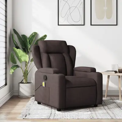 Fotoliu de masaj rabatabil, maro inchis, material textil