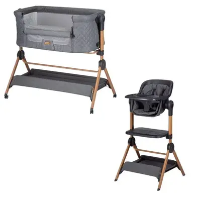 Patut co-sleeper si scaun inalt, FreeON, Nest&Feed, 2 in 1, Cu laterala culisanta si roti, Cu…
