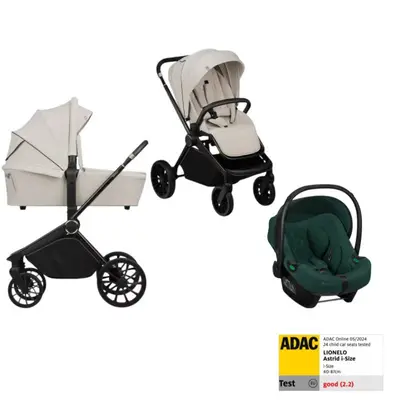 Carucior 3 in 1, Lionelo, Mika Plus, Cu scoica auto Verde testata ADAC, Reversibil, Cu sistem de…