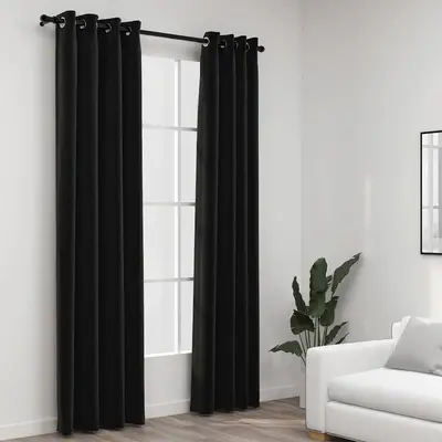 Perdele opace, aspect panza, 2 buc., antracit, 140 x 245 cm