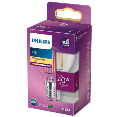 Philips Bec LED Philips tip lumanare E14, 4.3W (40W), 220-240V