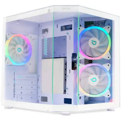 spacer Carcasa Spacer, gaming, Mini Tower, mATX, „AQUARIUM”, fara sursa, sticla securizata, 3 x…