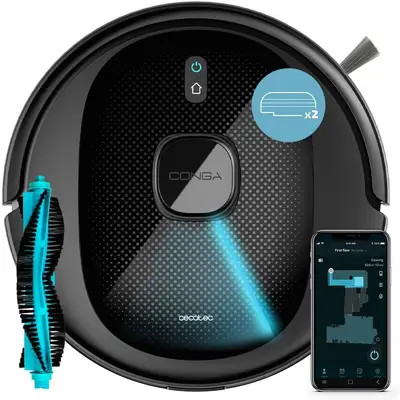 CECOTEC Robot de aspirare Conga 7490 Immortal X-Treme, 4 in 1, 2600 Pa, Laser, Autonomie 120…