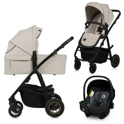Carucior 3 in 1, Lionelo, Amber Plus, Cadru aluminiu, Cu landou intarit si salteluta moale, Cu…