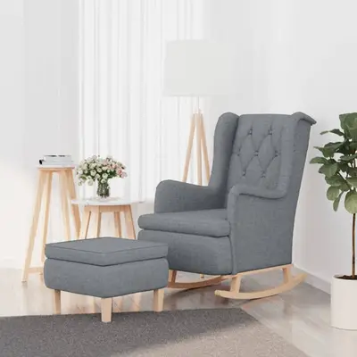 Fotoliu balansoar cu taburet, gri deschis, material textil