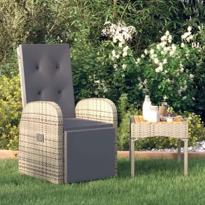Scaun de gradina rabatabil cu perna, gri, poliratan