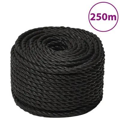 Franghie de lucru, negru, 14 mm, 250 m, polipropilena