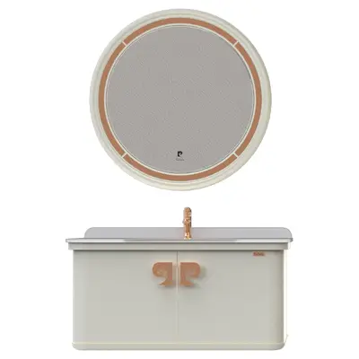 Set mobilier baie Pierre Cardin Eva suspendat 3 piese alb-aramiu mat 101 cm