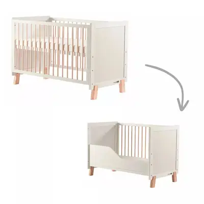 Patut din lemn bebe, 120x60 cm, Transformabil, Cu bariera de siguranta, Din lemn de pin si mdf…