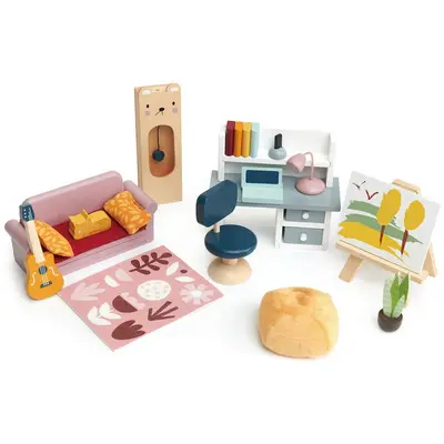 Tender Leaf Set mobilier birou Doll House, din lemn premium - 27 piese fara papusa - Tender Leaf…