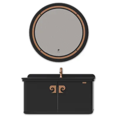 Set mobilier baie Pierre Cardin Eva suspendat 3 piese negru-aramiu mat 101 cm