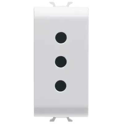 Priza italiana 1 modul Gewiss Chorus GW10201, 2P+E 10A - tip iesire P11, alb
