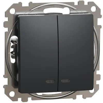 Intrerupator dublu cu indicator luminos albastru Schneider Sedna Design SDD114105L, antracit