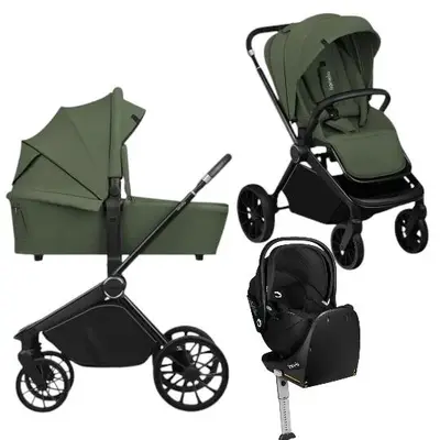 Carucior 4 in 1, Lionelo, Mika Plus, Cu scoica auto Moxie Black Carbon cu baza rotativa 360…