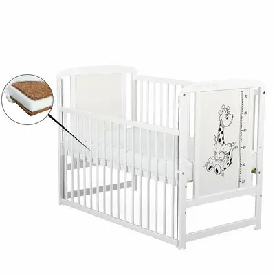 Patut din lemn bebe, 120x60 cm, Cu laterala culisanta, Din lemn de pin si mdf, Stabil si rezistent…