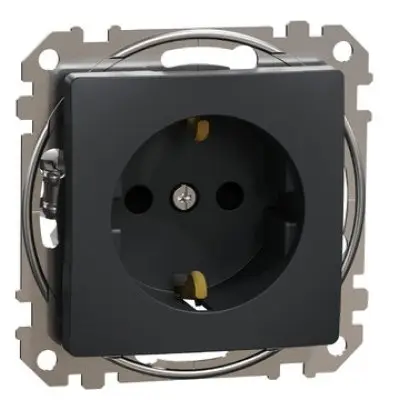 Priza 2P+E cu obturatoare, Schneider, SDD114022, Sedna Design, 16A, 250V, borne automate, antracit