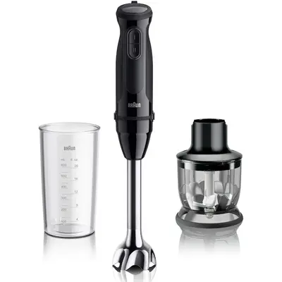 BRAUN Blender De Mana, Braun MultiQuick 3 MQ30201M, 900W, 2 Viteze, Tocator 350Ml, Pahar Gradat…