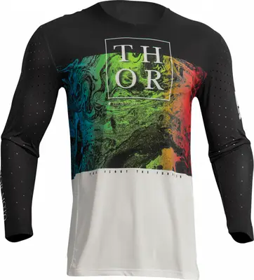 Tricou motocross enduro Thor Prime Melter, culoare negru alb, marime L