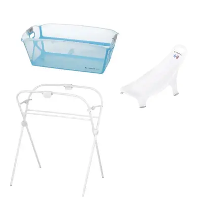 Set cadita de baie cu pliere ultra-compacta, Jane, Oasis, 68 x 42 x 26 cm, Suport pliabil si hamac…