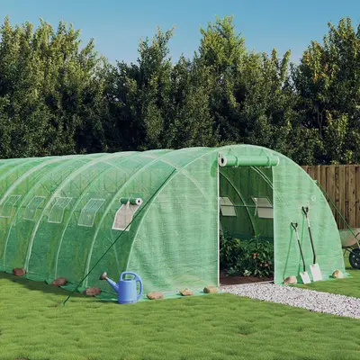 Sera cu cadru din otel, verde, 24 m2, 6x4x2 m