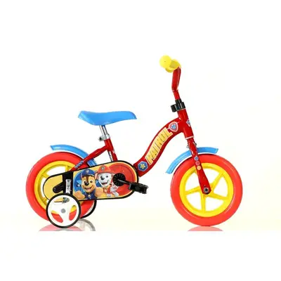 Bicicleta copii, Dino Bikes, Paw Patrol, Cu roti ajutatoare, 10 inch, Cadru din otel, Blue/red