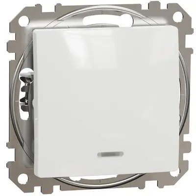 Intrerupator cap cruce indicator luminos albastru Schneider Sedna Design SDD111107L, alb