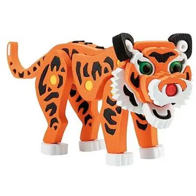 Toi-Toys Puzzle 3D Spuma Tigru, 121 piese, Toi-Toys TT43546A, Varsta 6+ ani, Portocaliu