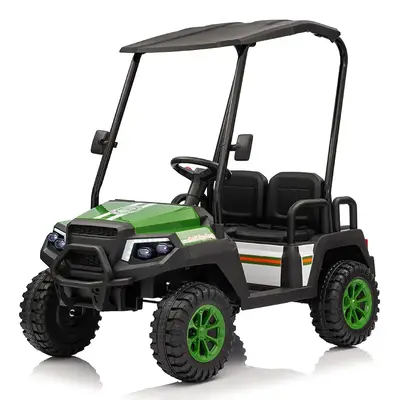 UTV electric pentru 4 copii, Kinderauto Golf-Kart 4x4 220W 12V cu roti moi, verde