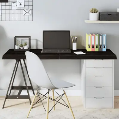 Blat de masa maro 140x60x(2-6) cm, lemn masiv stejar tratat